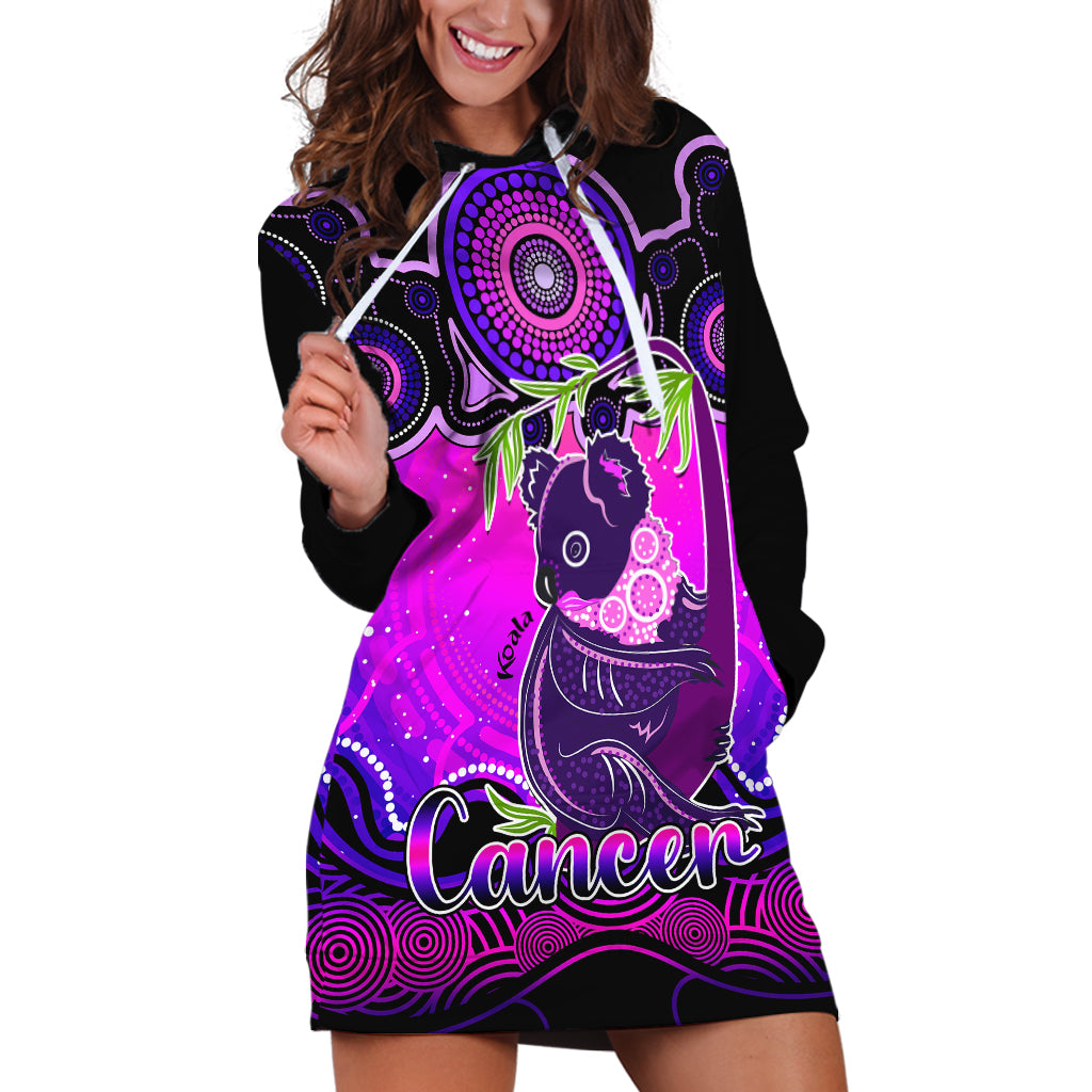 personalised-australia-cancer-koala-zodiac-hoodie-dress-auz-astrology-aboriginal-magenta