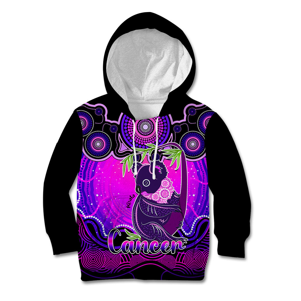 personalised-australia-cancer-koala-zodiac-kid-hoodie-auz-astrology-aboriginal-magenta