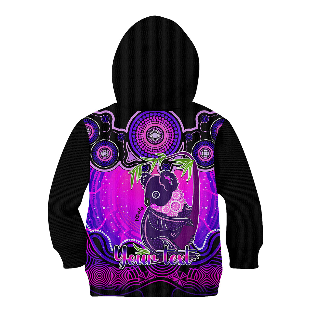 personalised-australia-cancer-koala-zodiac-kid-hoodie-auz-astrology-aboriginal-magenta