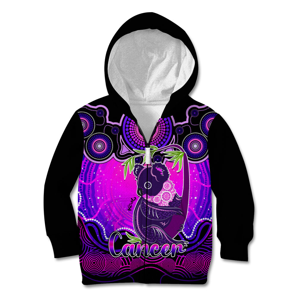 personalised-australia-cancer-koala-zodiac-kid-hoodie-auz-astrology-aboriginal-magenta