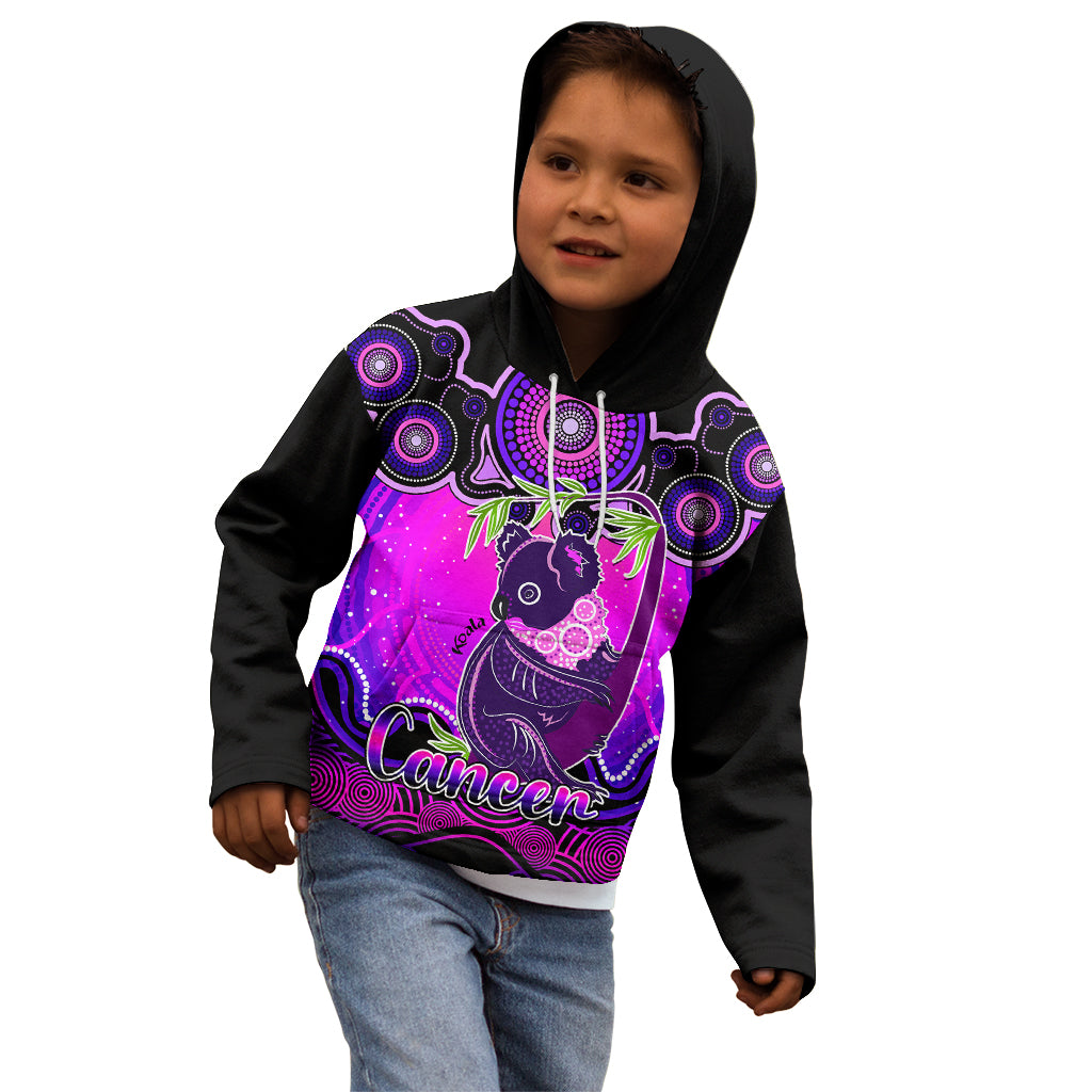 personalised-australia-cancer-koala-zodiac-kid-hoodie-auz-astrology-aboriginal-magenta