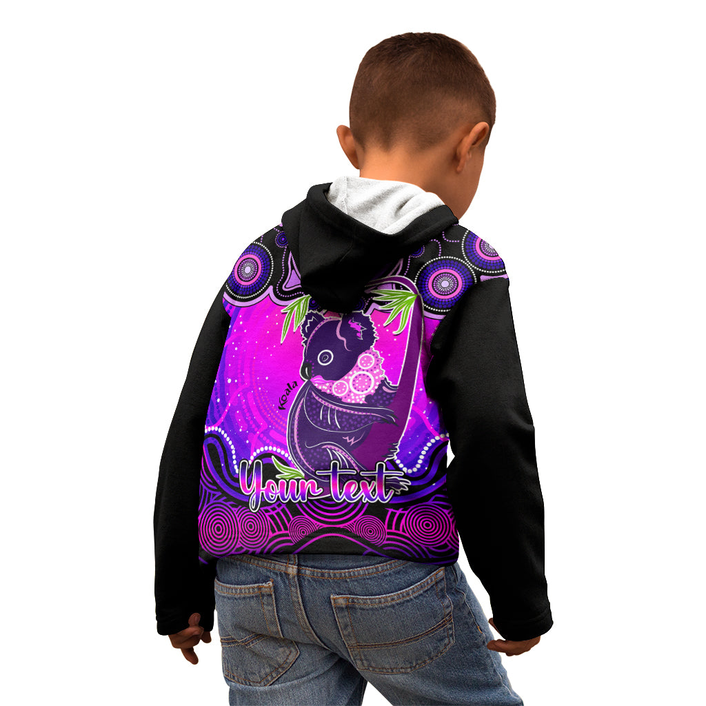 personalised-australia-cancer-koala-zodiac-kid-hoodie-auz-astrology-aboriginal-magenta