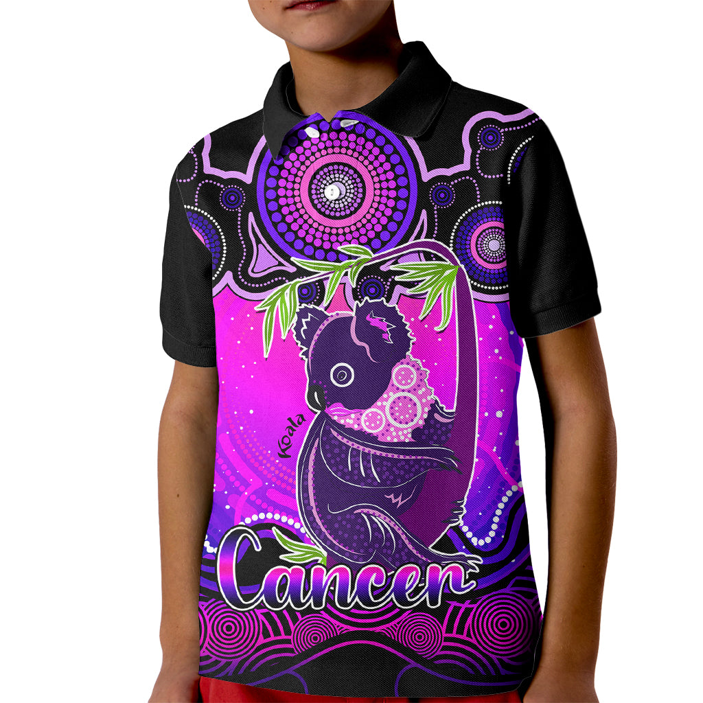 personalised-australia-cancer-koala-zodiac-kid-polo-shirt-auz-astrology-aboriginal-magenta