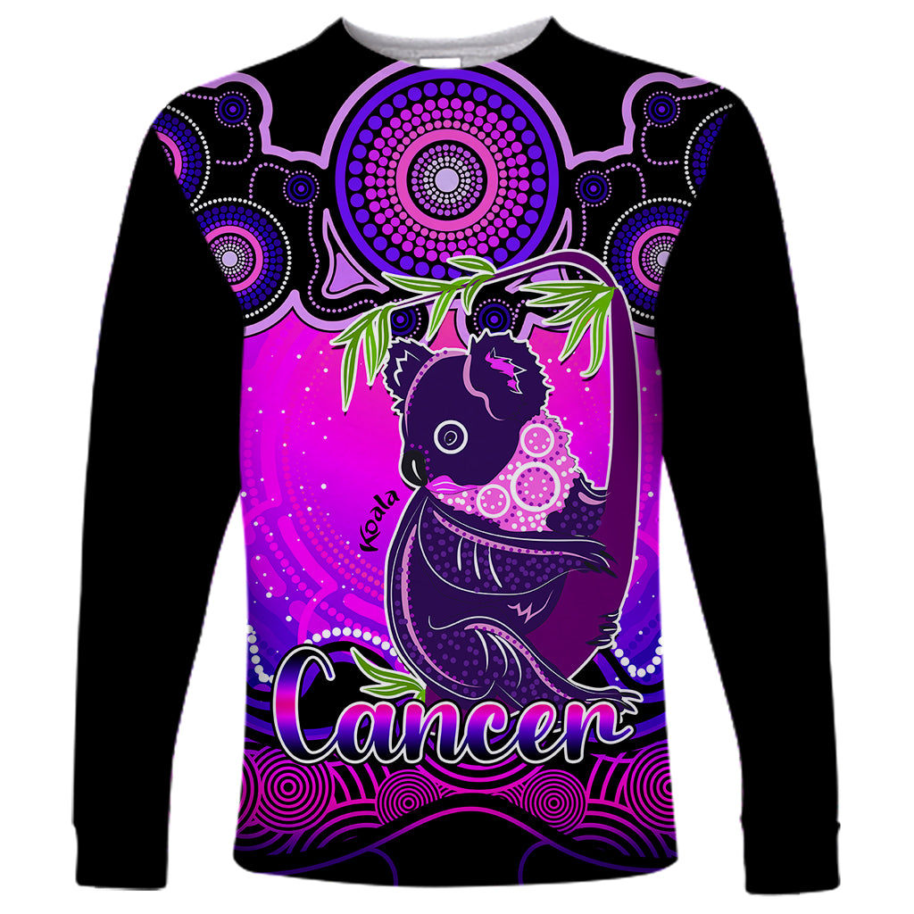 personalised-australia-cancer-koala-zodiac-long-sleeve-shirt-auz-astrology-aboriginal-magenta