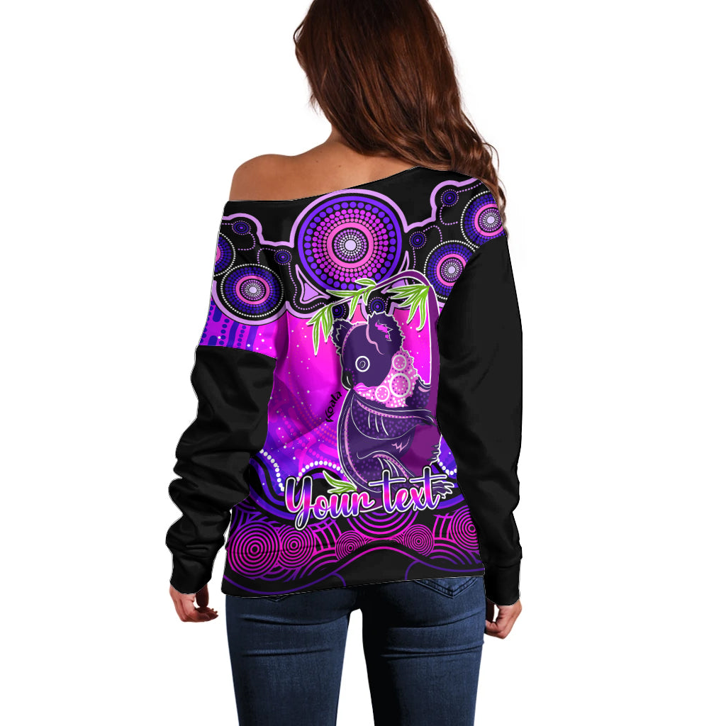 personalised-australia-cancer-koala-zodiac-off-shoulder-sweater-auz-astrology-aboriginal-magenta