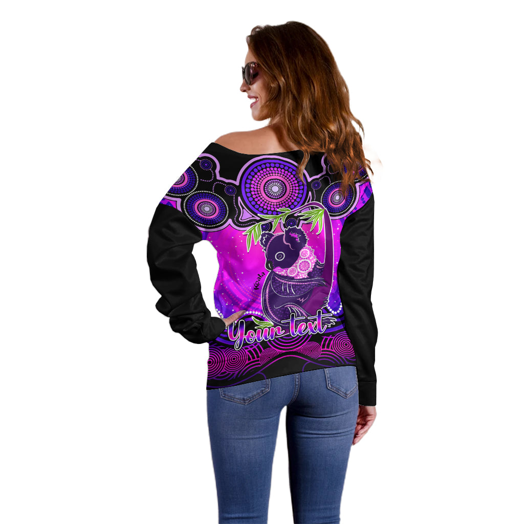 personalised-australia-cancer-koala-zodiac-off-shoulder-sweater-auz-astrology-aboriginal-magenta