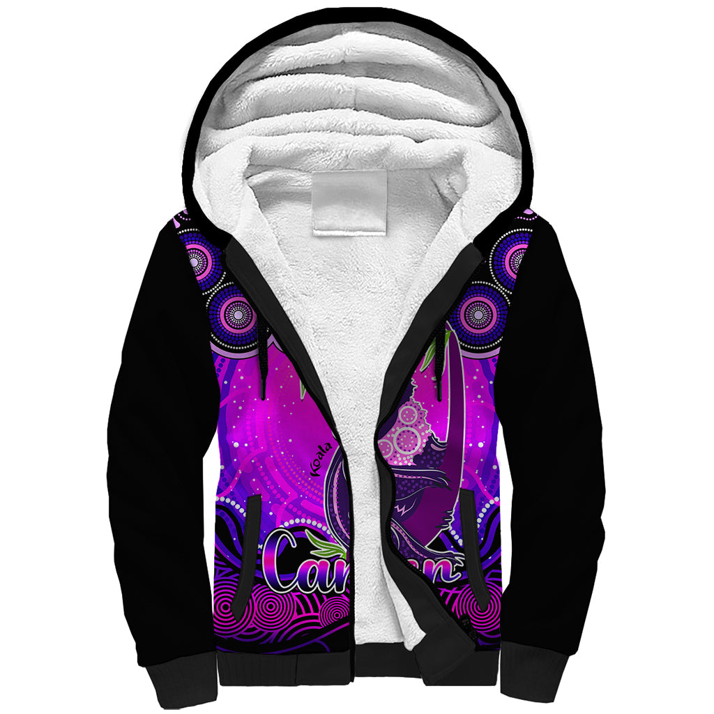 personalised-australia-cancer-koala-zodiac-sherpa-hoodie-auz-astrology-aboriginal-magenta