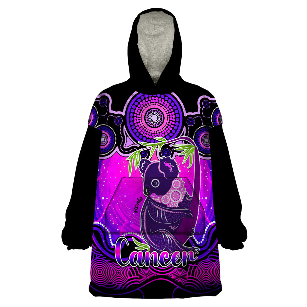 personalised-australia-cancer-koala-zodiac-wearable-blanket-hoodie-auz-astrology-aboriginal-magenta