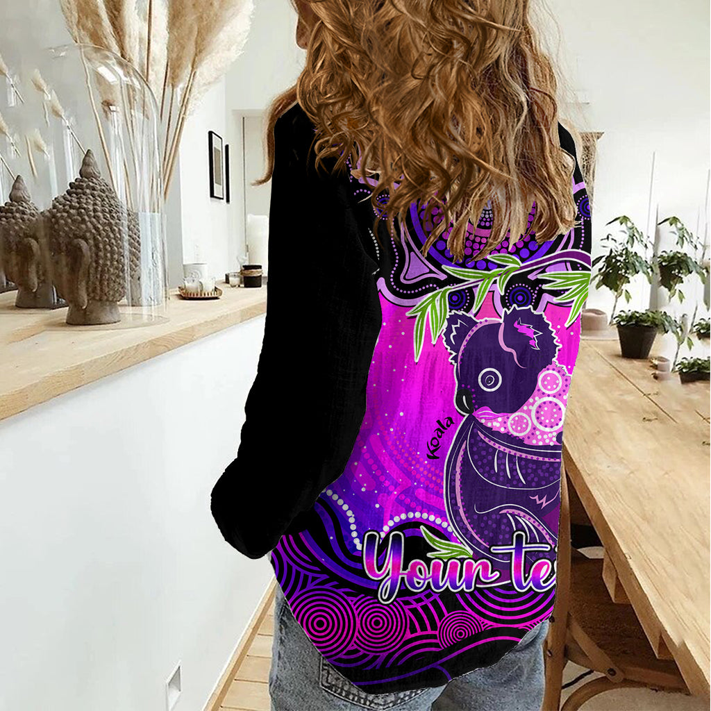 Personalised Australia Cancer Koala Zodiac Women Casual Shirt Auz Astrology Aboriginal - Magenta LT9