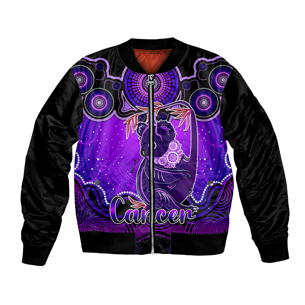 personalised-australia-cancer-koala-zodiac-bomber-jacket-auz-astrology-aboriginal-purple