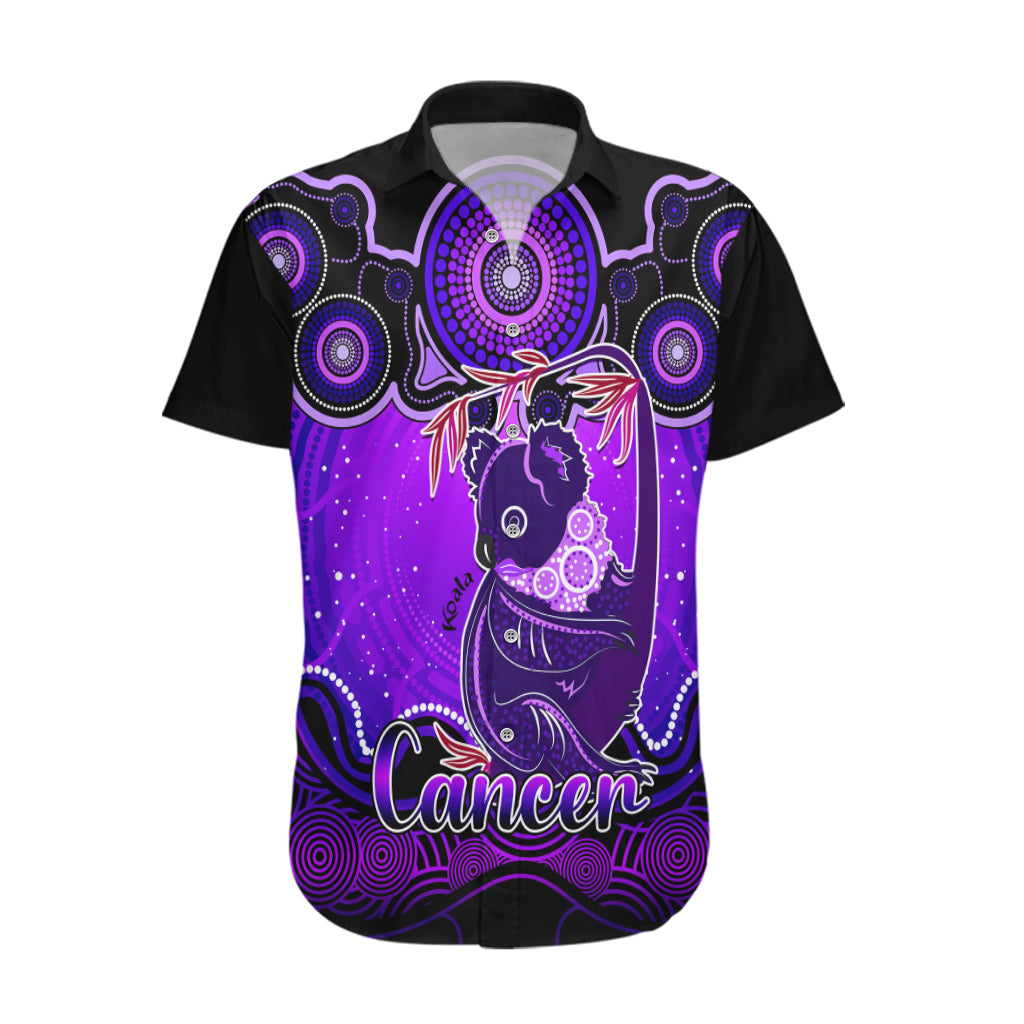 personalised-australia-cancer-koala-zodiac-hawaiian-shirt-auz-astrology-aboriginal-purple