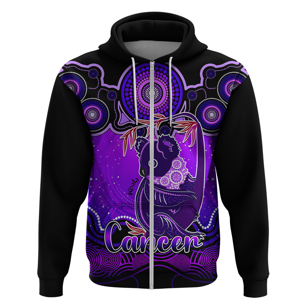 personalised-australia-cancer-koala-zodiac-hoodie-auz-astrology-aboriginal-purple