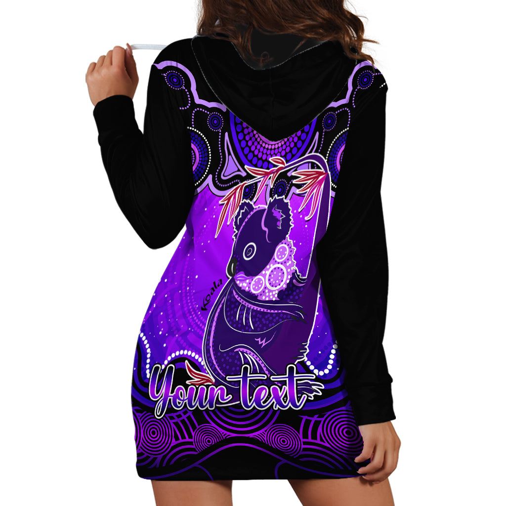 personalised-australia-cancer-koala-zodiac-hoodie-dress-auz-astrology-aboriginal-purple