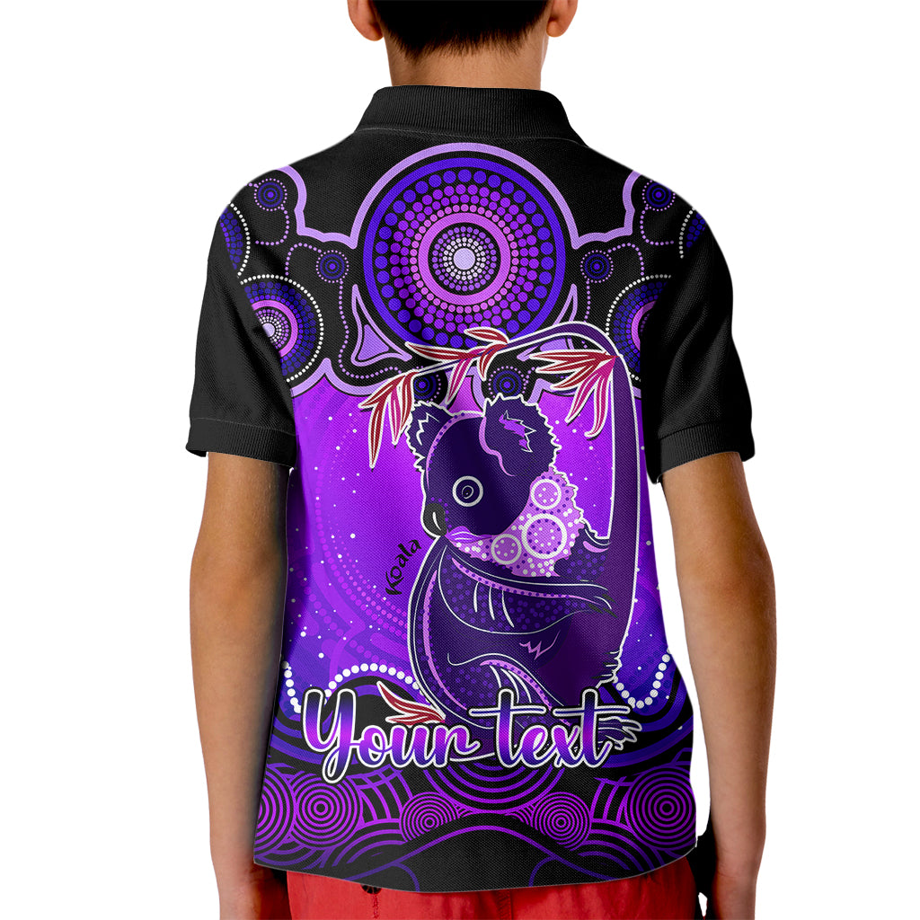 personalised-australia-cancer-koala-zodiac-kid-polo-shirt-auz-astrology-aboriginal-purple