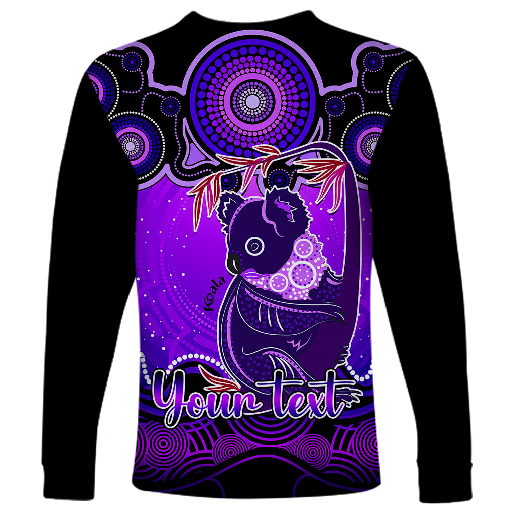 personalised-australia-cancer-koala-zodiac-long-sleeve-shirt-auz-astrology-aboriginal-purple