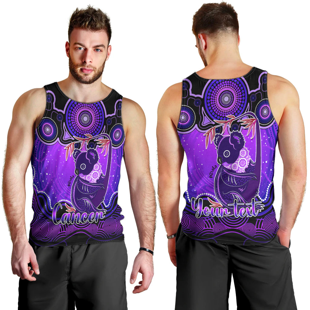 personalised-australia-cancer-koala-zodiac-men-tank-top-auz-astrology-aboriginal-purple