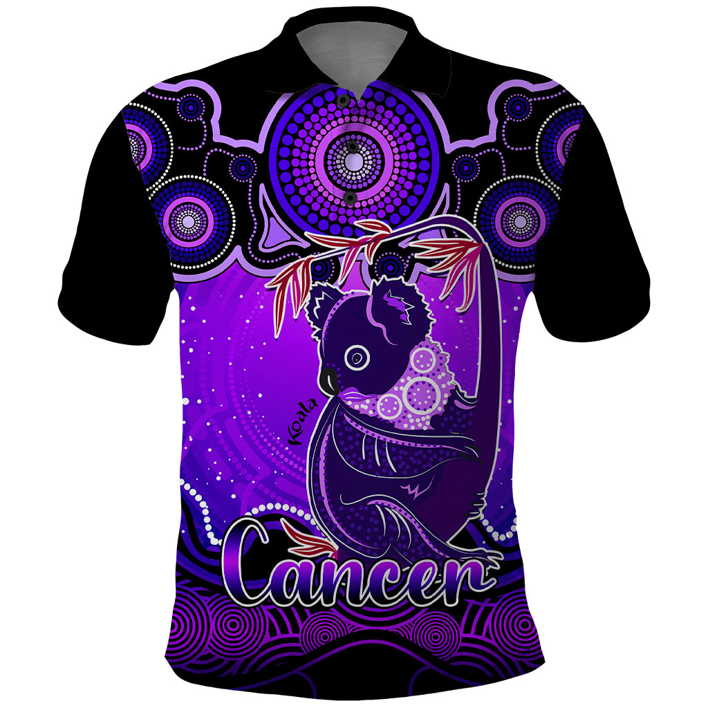 personalised-australia-cancer-koala-zodiac-polo-shirt-auz-astrology-aboriginal-purple