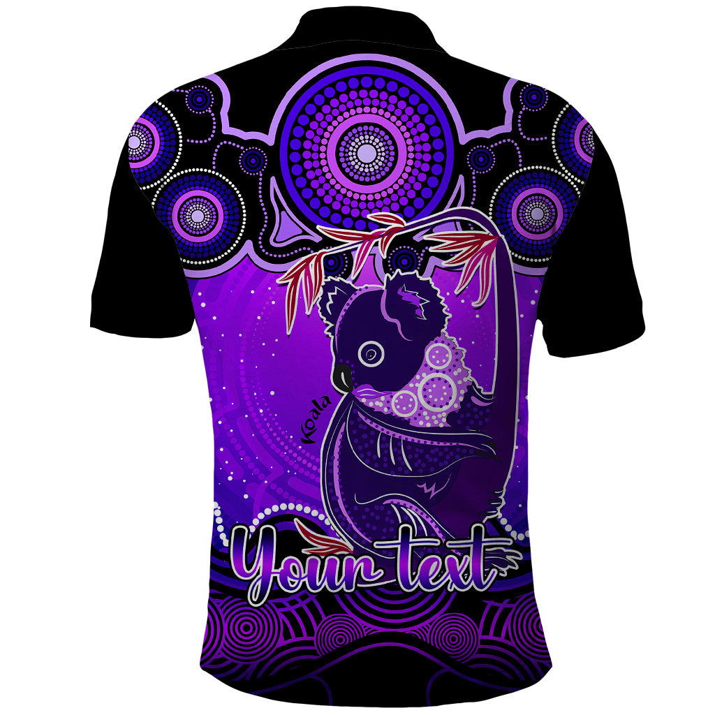 personalised-australia-cancer-koala-zodiac-polo-shirt-auz-astrology-aboriginal-purple