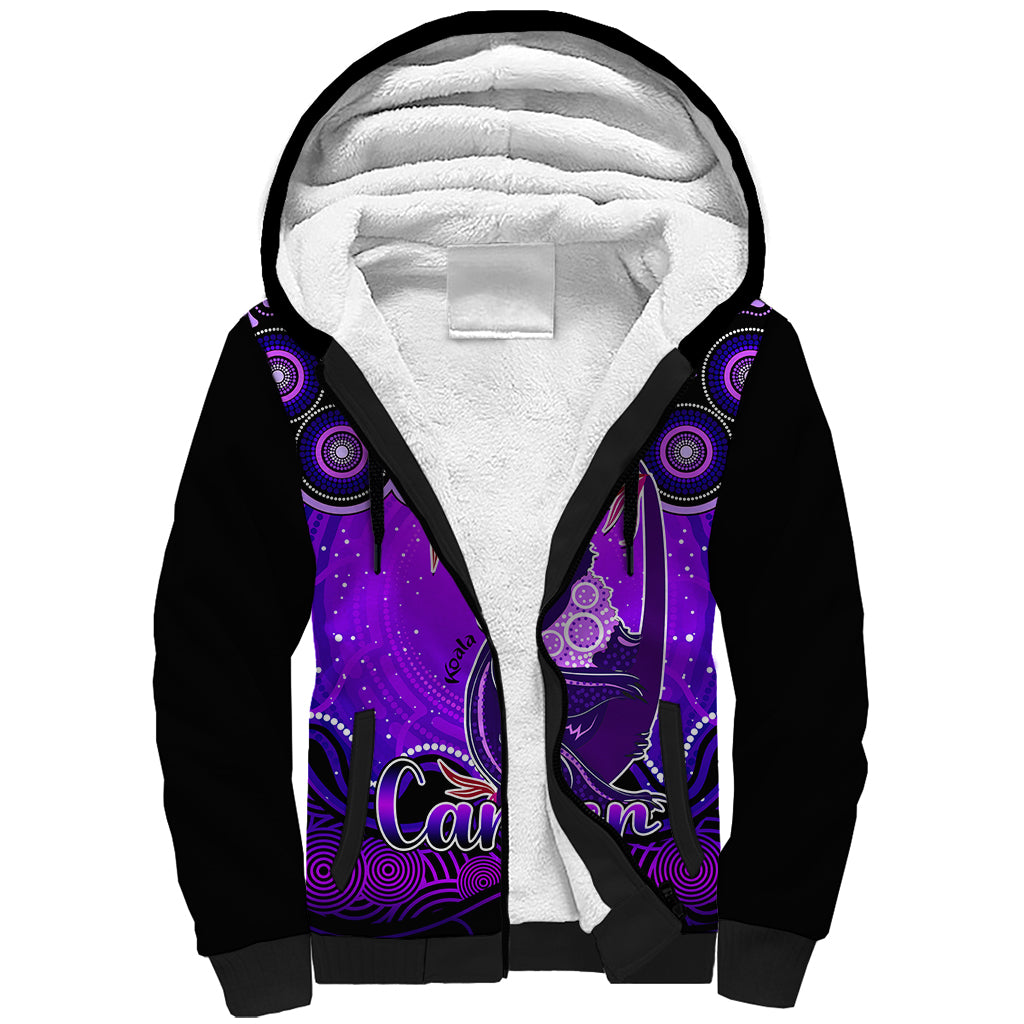 personalised-australia-cancer-koala-zodiac-sherpa-hoodie-auz-astrology-aboriginal-purple