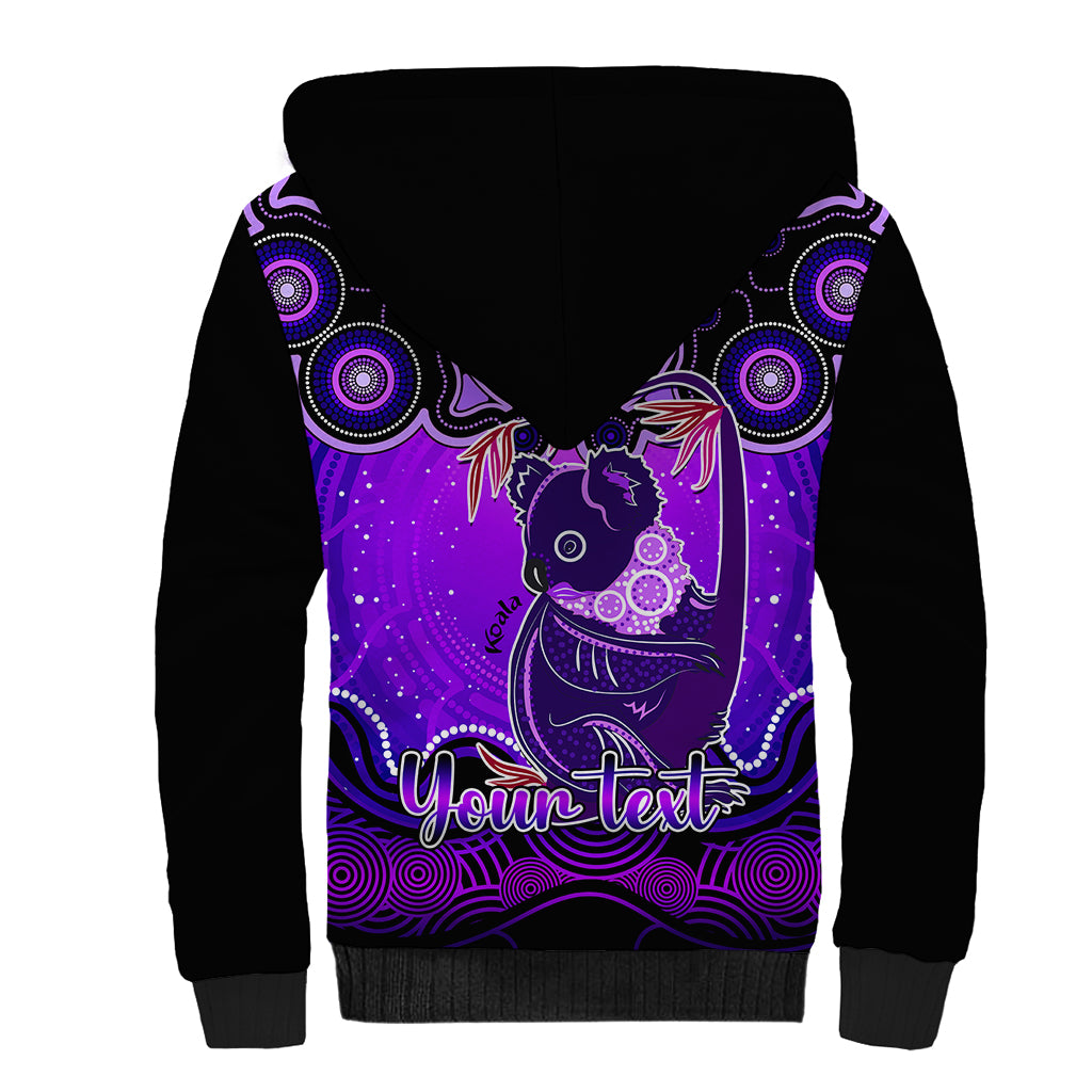 personalised-australia-cancer-koala-zodiac-sherpa-hoodie-auz-astrology-aboriginal-purple