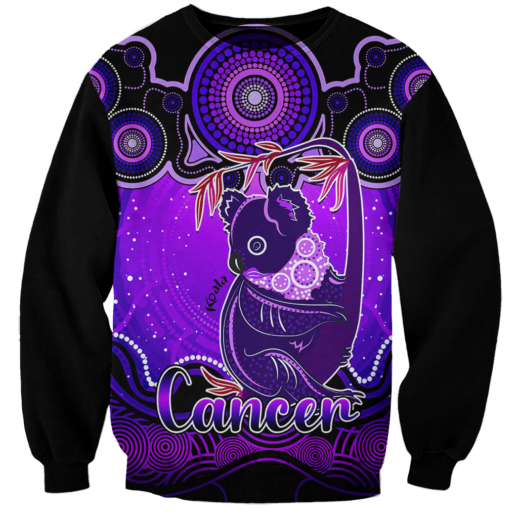 personalised-australia-cancer-koala-zodiac-sweatshirt-auz-astrology-aboriginal-purple