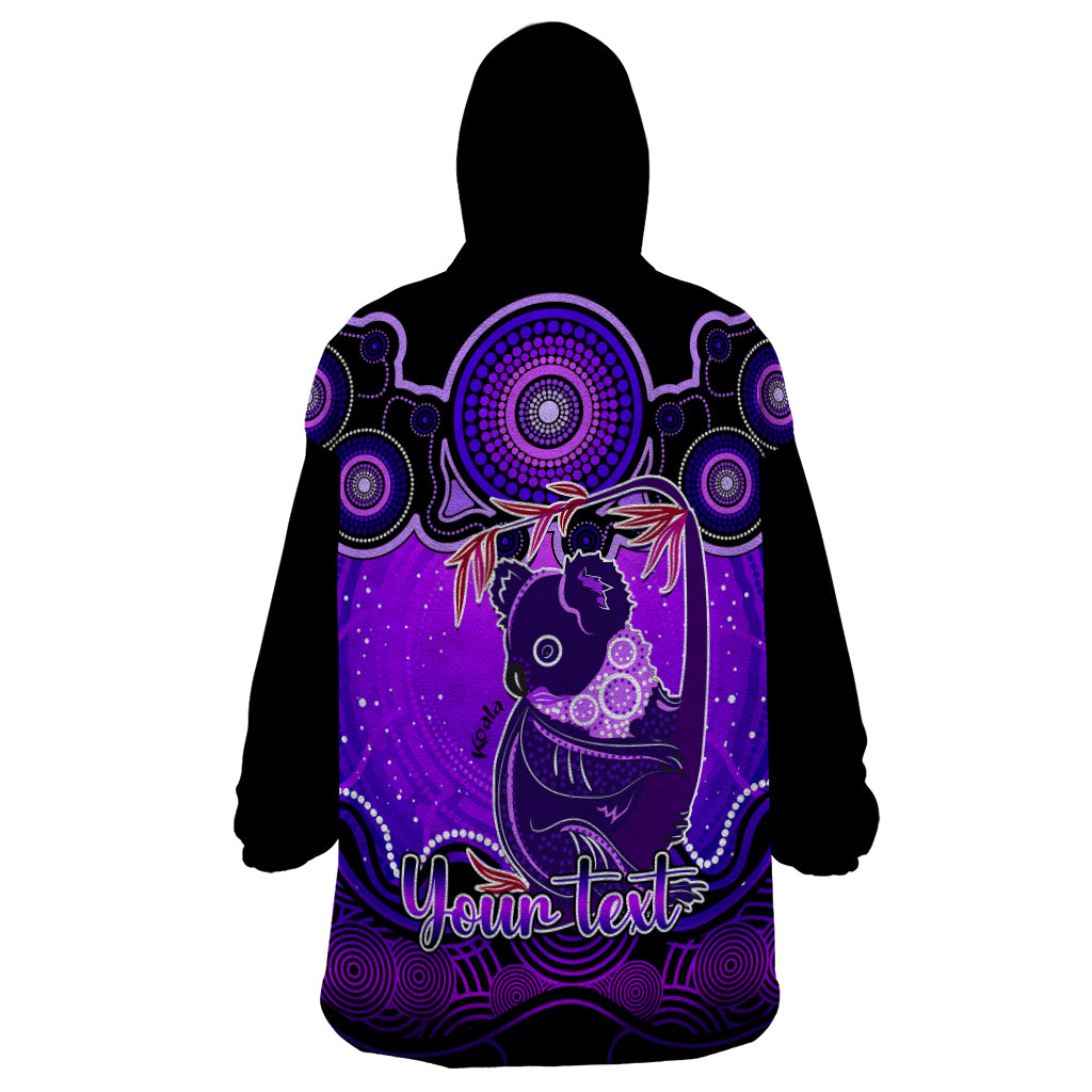 personalised-australia-cancer-koala-zodiac-wearable-blanket-hoodie-auz-astrology-aboriginal-purple