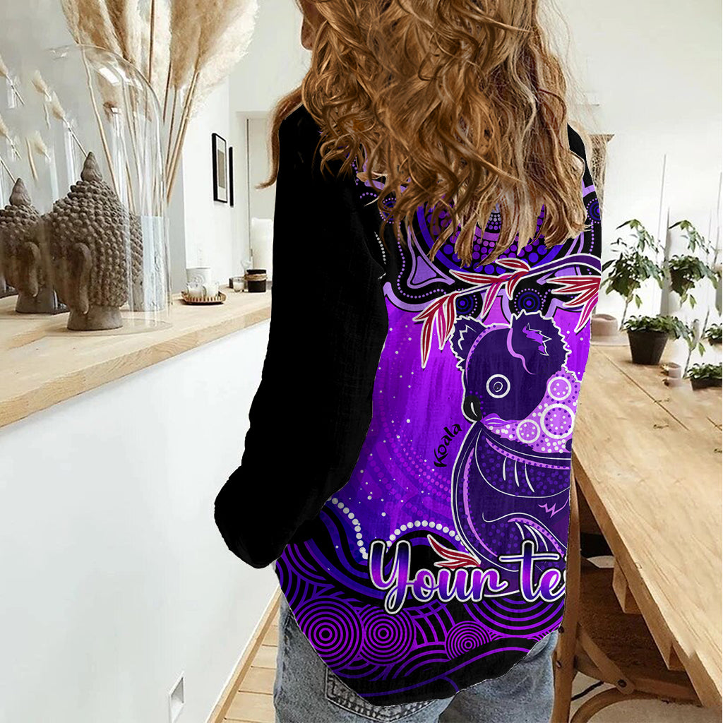 Personalised Australia Cancer Koala Zodiac Women Casual Shirt Auz Astrology Aboriginal - Purple LT9