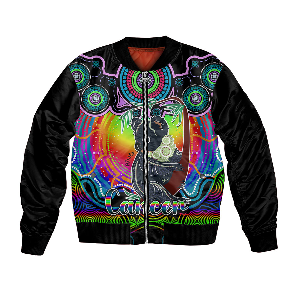 personalised-australia-cancer-koala-zodiac-bomber-jacket-auz-astrology-aboriginal-rainbow