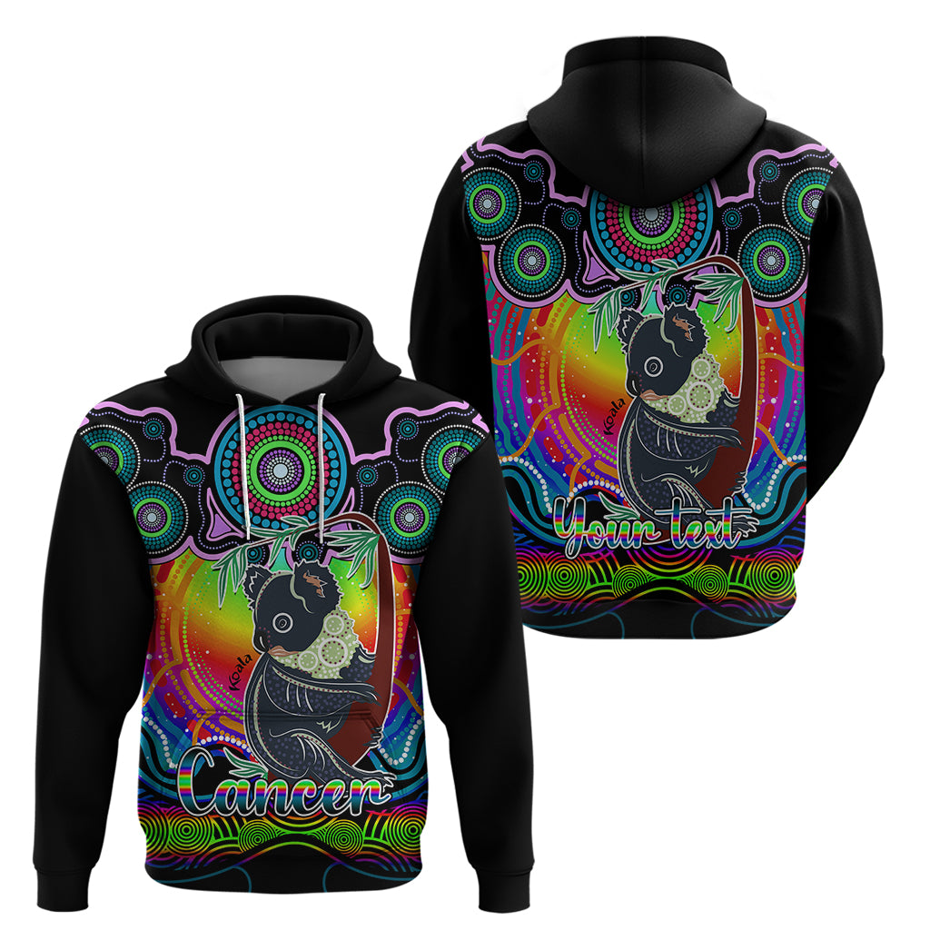 personalised-australia-cancer-koala-zodiac-hoodie-auz-astrology-aboriginal-rainbow