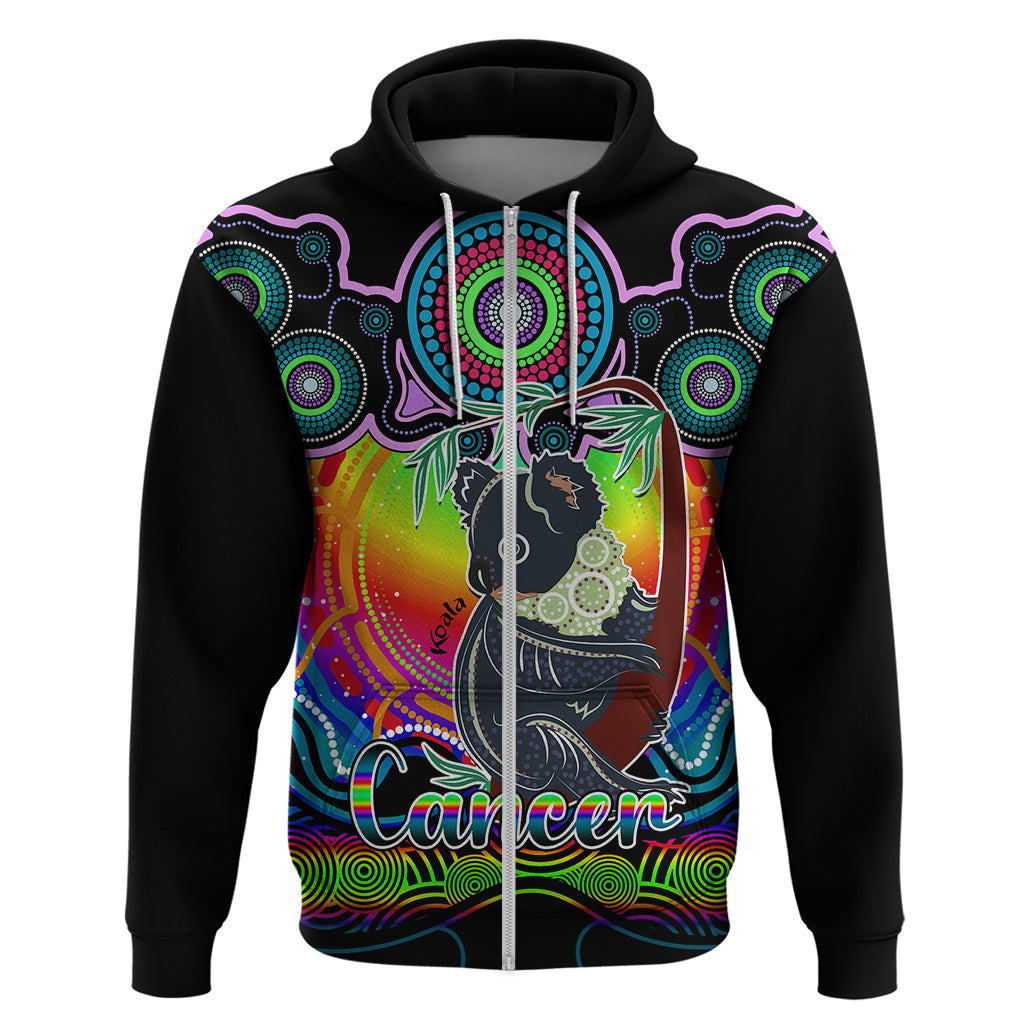 personalised-australia-cancer-koala-zodiac-hoodie-auz-astrology-aboriginal-rainbow