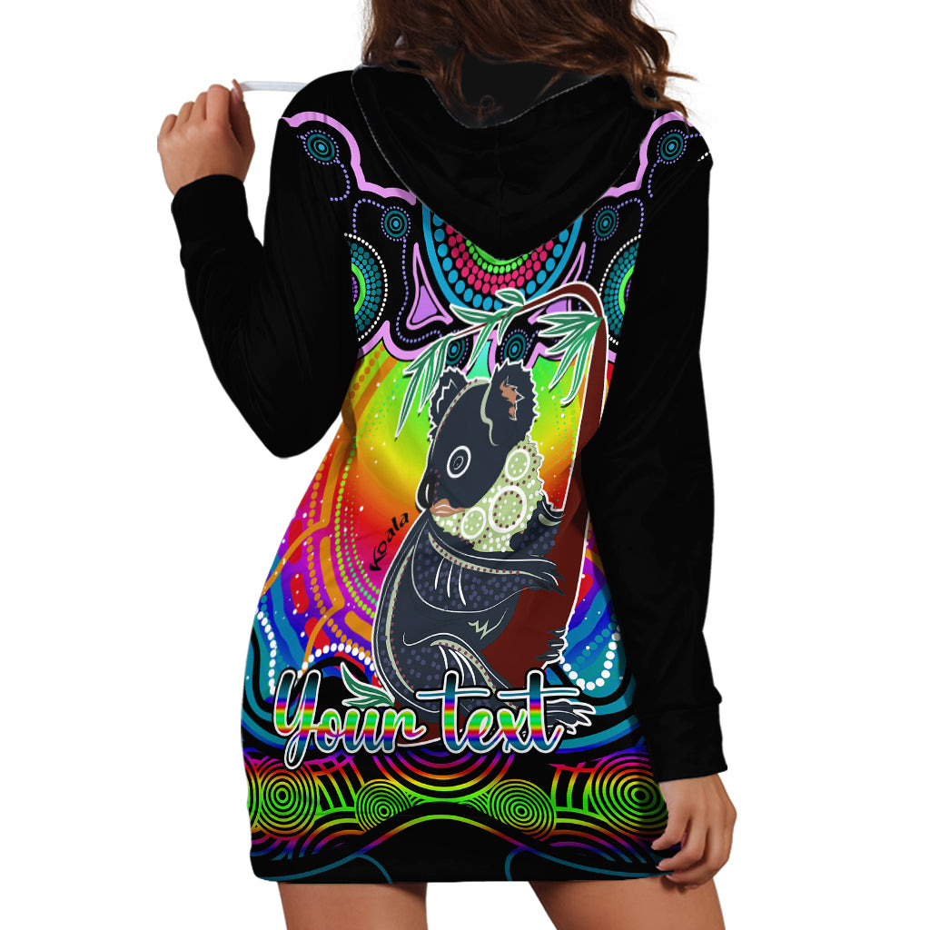 personalised-australia-cancer-koala-zodiac-hoodie-dress-auz-astrology-aboriginal-rainbow