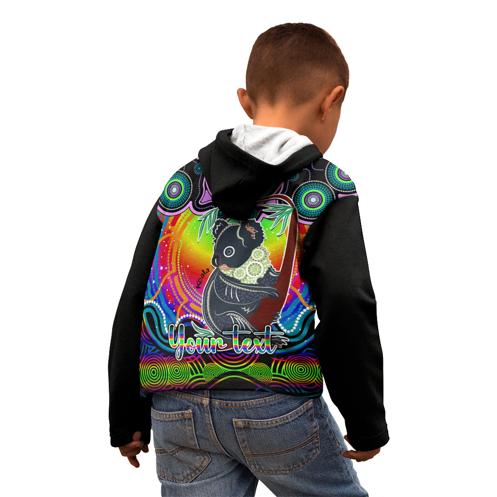 personalised-australia-cancer-koala-zodiac-kid-hoodie-auz-astrology-aboriginal-rainbow