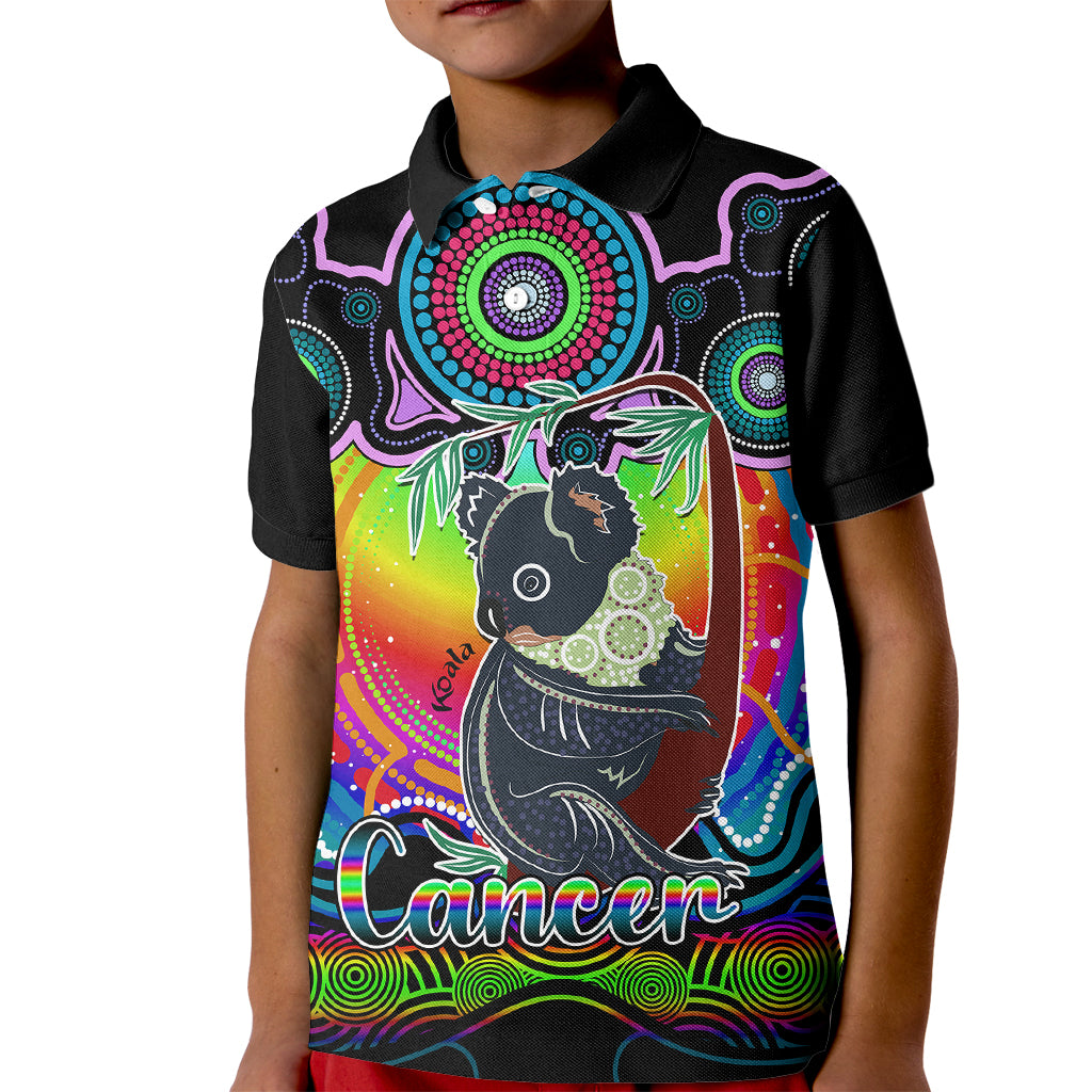 personalised-australia-cancer-koala-zodiac-kid-polo-shirt-auz-astrology-aboriginal-rainbow