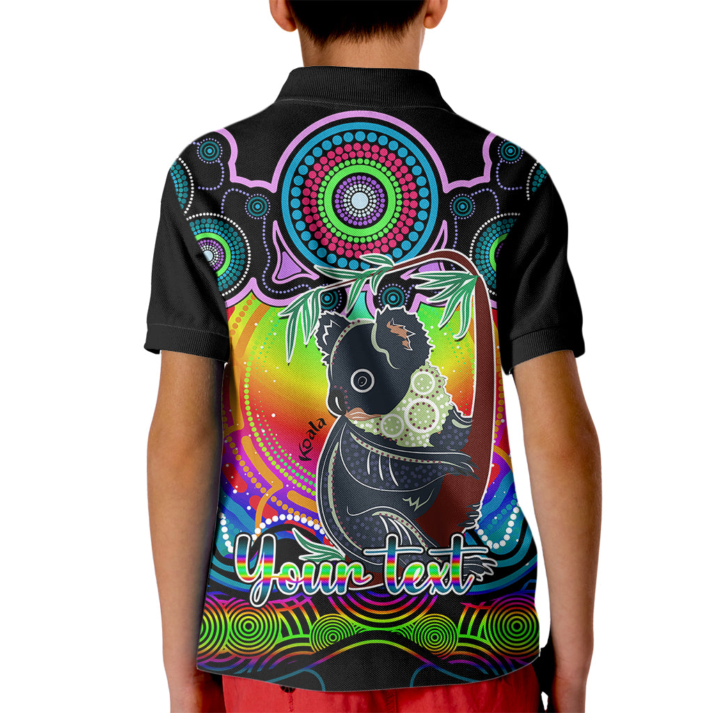 personalised-australia-cancer-koala-zodiac-kid-polo-shirt-auz-astrology-aboriginal-rainbow