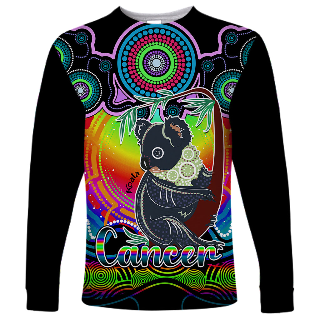 personalised-australia-cancer-koala-zodiac-long-sleeve-shirt-auz-astrology-aboriginal-rainbow