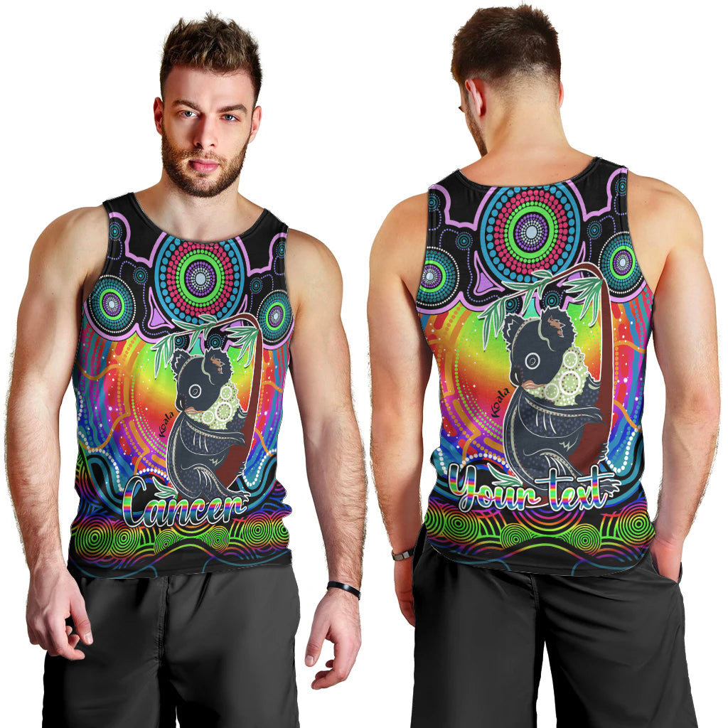 personalised-australia-cancer-koala-zodiac-men-tank-top-auz-astrology-aboriginal-rainbow