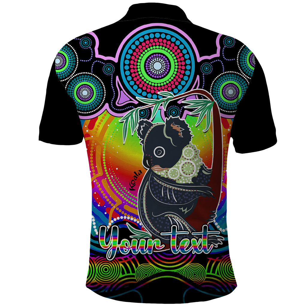 personalised-australia-cancer-koala-zodiac-polo-shirt-auz-astrology-aboriginal-rainbow