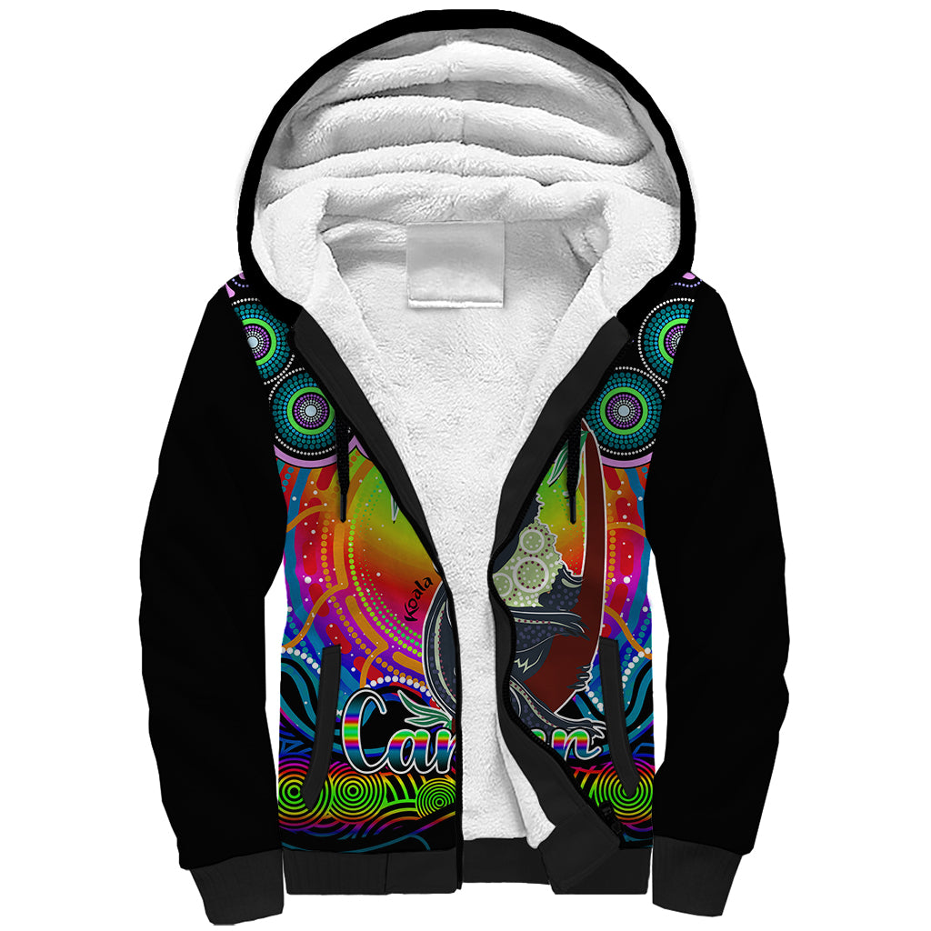 personalised-australia-cancer-koala-zodiac-sherpa-hoodie-auz-astrology-aboriginal-rainbow