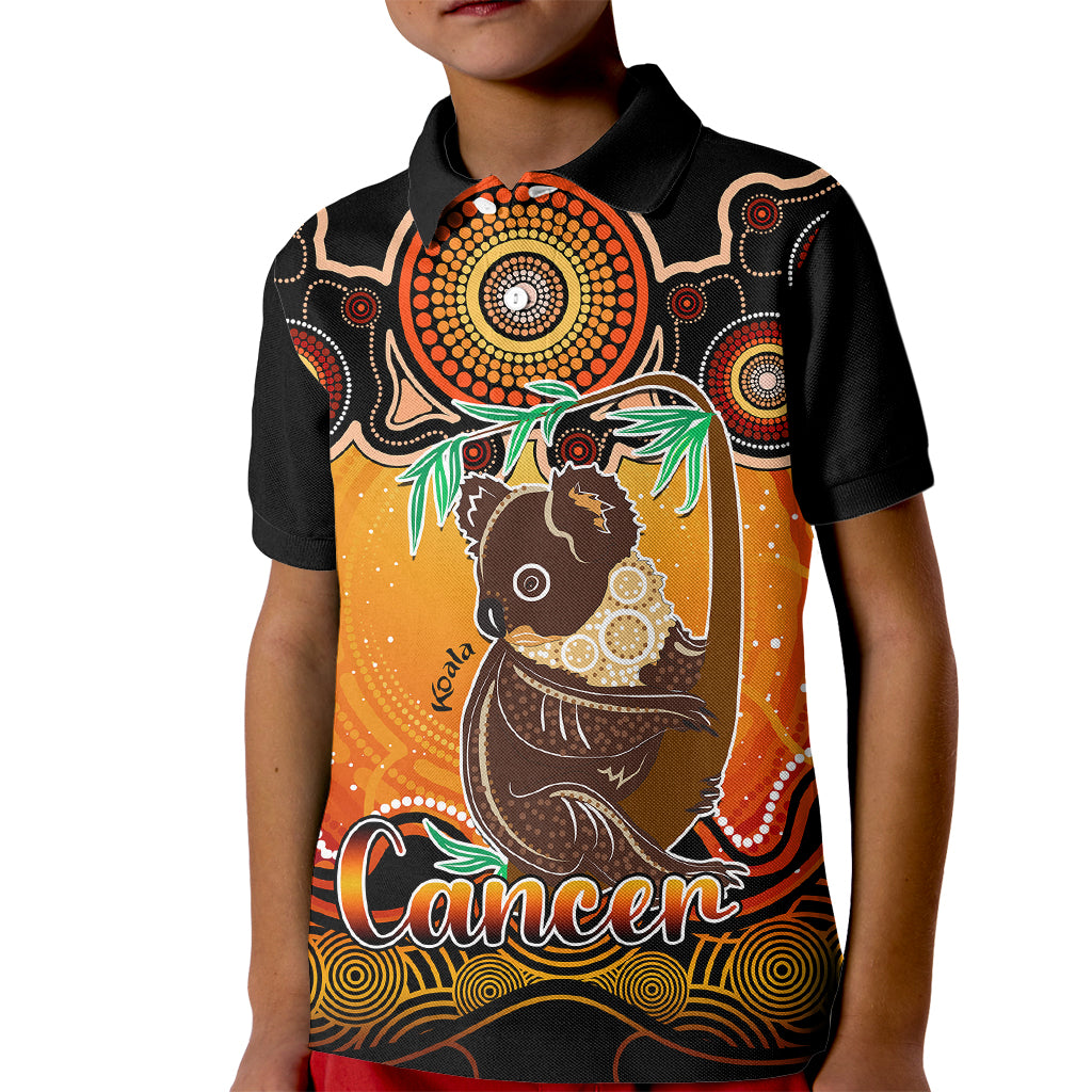 personalised-australia-cancer-koala-zodiac-kid-polo-shirt-auz-astrology-aboriginal-red