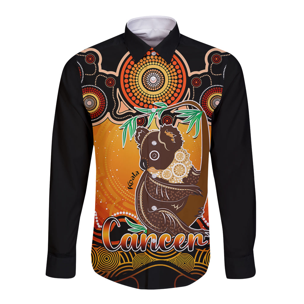 personalised-australia-cancer-koala-zodiac-long-sleeve-button-shirt-auz-astrology-aboriginal-red