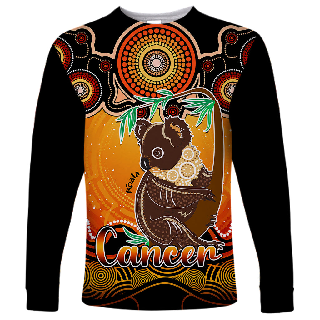 personalised-australia-cancer-koala-zodiac-long-sleeve-shirt-auz-astrology-aboriginal-red