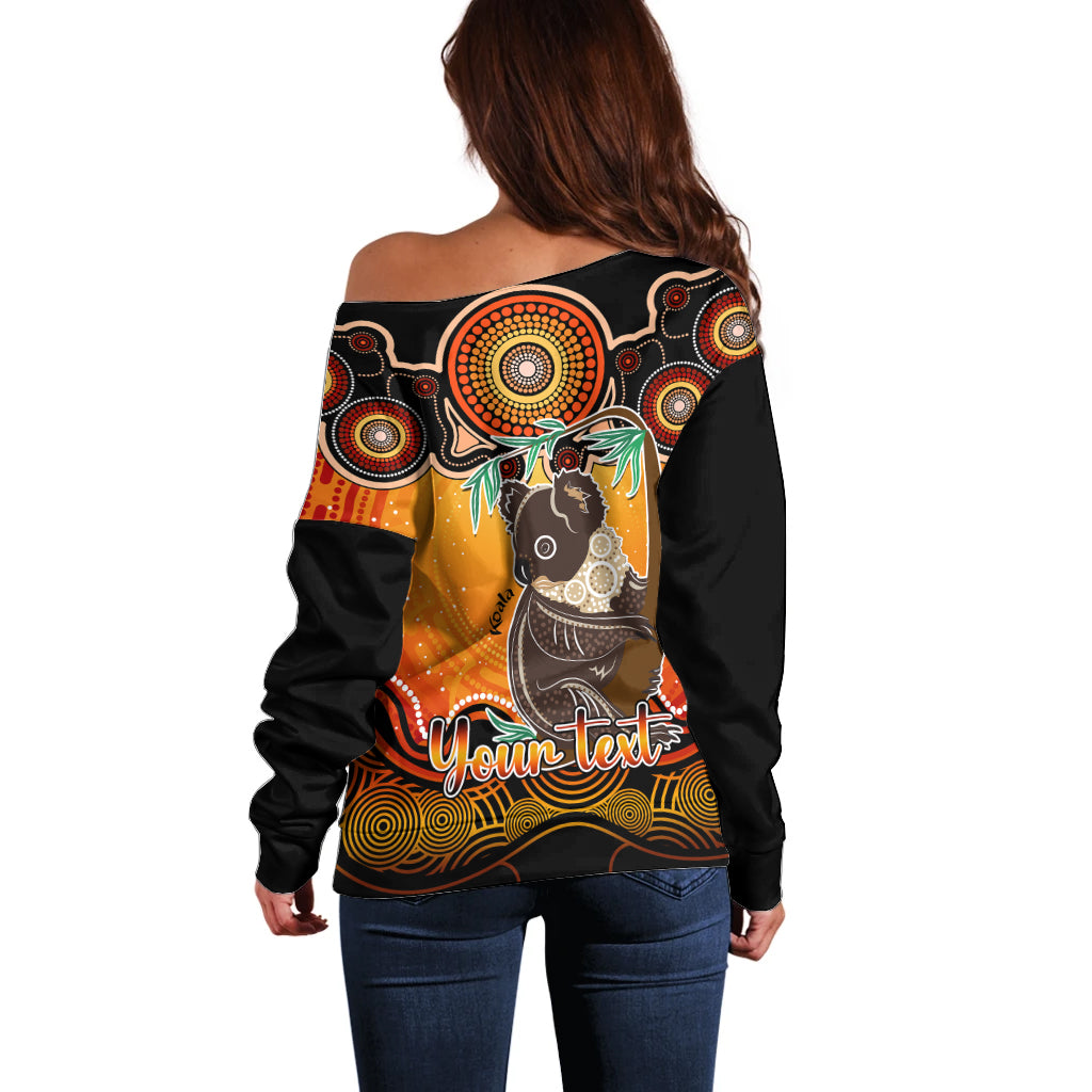 personalised-australia-cancer-koala-zodiac-off-shoulder-sweater-auz-astrology-aboriginal-red