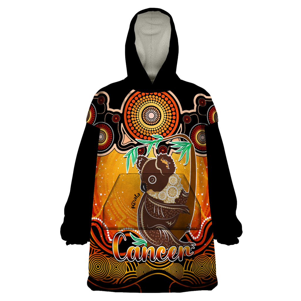 personalised-australia-cancer-koala-zodiac-wearable-blanket-hoodie-auz-astrology-aboriginal-red