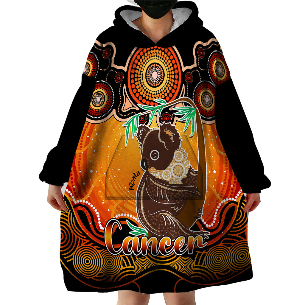 personalised-australia-cancer-koala-zodiac-wearable-blanket-hoodie-auz-astrology-aboriginal-red