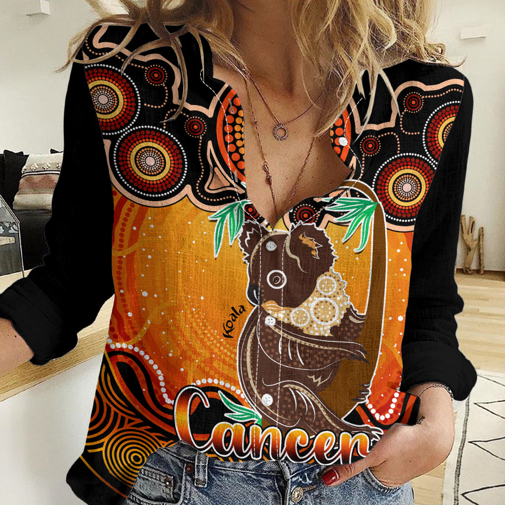 Personalised Australia Cancer Koala Zodiac Women Casual Shirt Auz Astrology Aboriginal - Red LT9