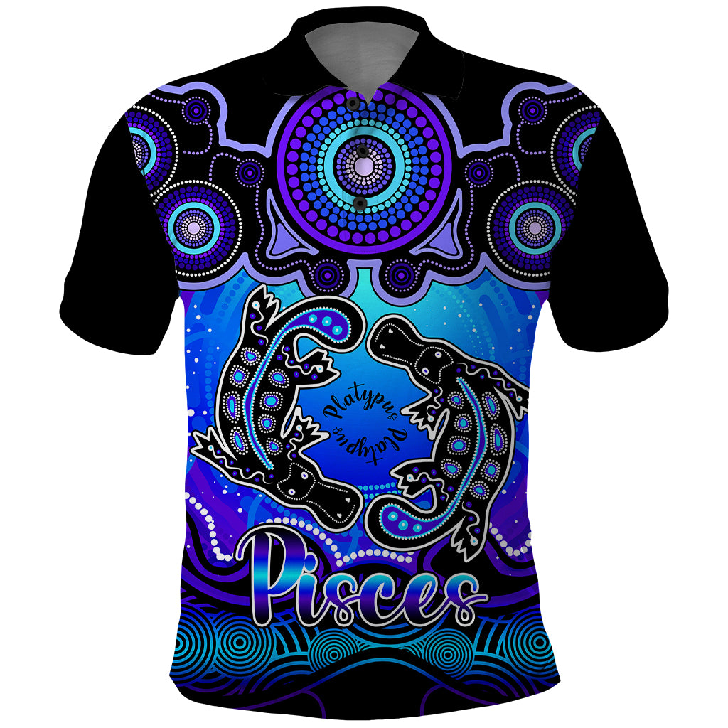 personalised-australia-pisces-platypus-zodiac-polo-shirt-auz-astrology-aboriginal-blue