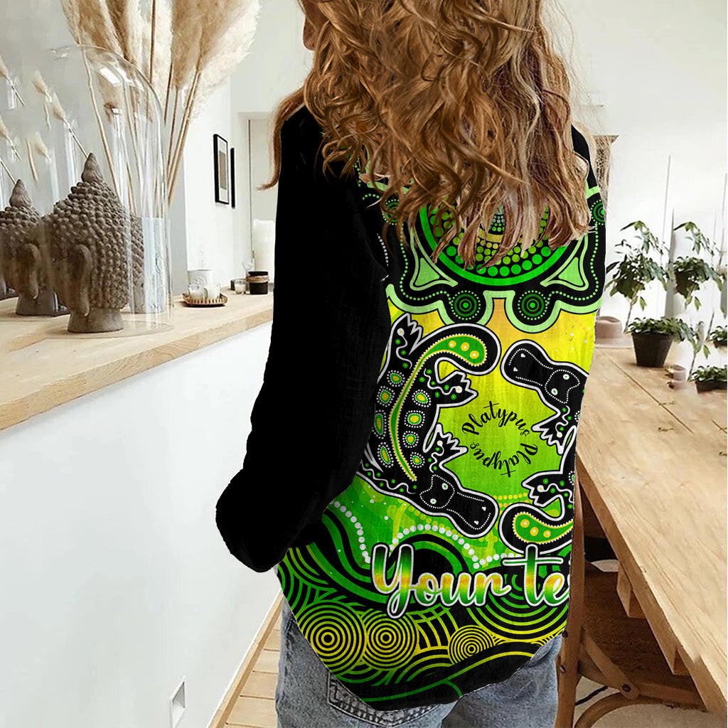 Personalised Australia Pisces Platypus Zodiac Women Casual Shirt Auz Astrology Aboriginal - Green LT9