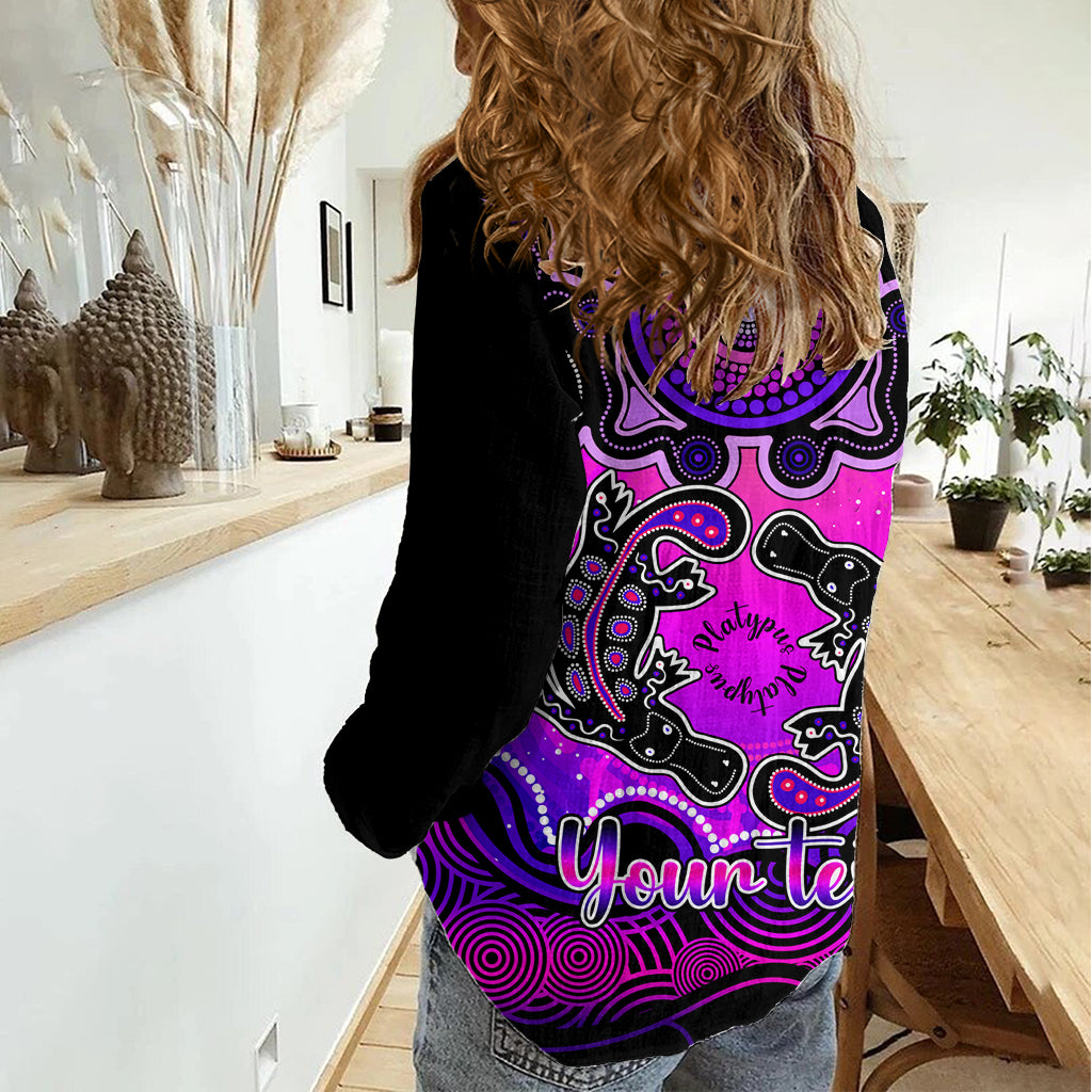 Personalised Australia Pisces Platypus Zodiac Women Casual Shirt Auz Astrology Aboriginal - Magenta LT9