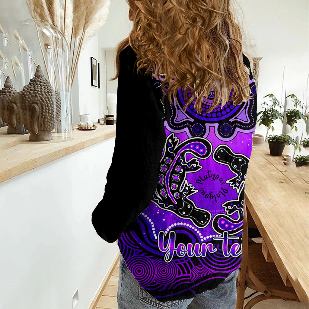 Personalised Australia Pisces Platypus Zodiac Women Casual Shirt Auz Astrology Aboriginal - Purple LT9