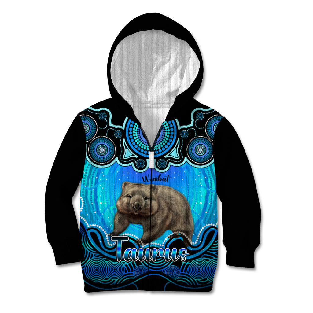 personalised-australia-taurus-wombat-zodiac-kid-hoodie-auz-astrology-aboriginal-aqua